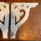 2 Wood Corbels Antique Architectural Salvage Bracket Chippy White 17   x 14   x 1 25