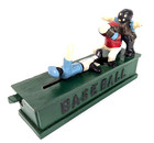 Cast Iron Baseball Mechanical Coin Bank Sliding To Home Plate 1995 Reproduction