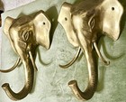 Set Of 2 Vintage Brass Elephant Decorative Wall Hangers  Trunk Is Large Hook 