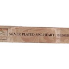 1997 Godinger Silver Plated 3 Pc  Heart Vanity Dresser Set Mirror Comb Brush Nib