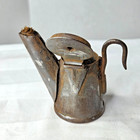Antique  Tin Miners Lamp Teapot Lamp Oil Wick Lamp Gold Coal Miner 2 5   Tall