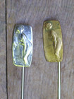 Antique Stick Pins Sept Morn Nude Woman  Gold   Silver  Paul Chabas  Art Nowveau