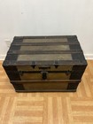 Vintage Wood Steamer Trunk W Tray Chest Coffee Table Storage Box Antique Brown