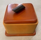 Vintage Rare Art Deco Bakelite Catalin Green   Amber  Box container 340 Grams   