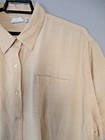 Carolina Colours Vtg Top Womens 28w Beige Micro Plaid Button-up Short Sleeve