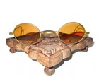 Antique Civil War Amber Wire Rim Sunglasses Vtg Old Orange Glasses Spectacles