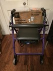 New Medline Purple And Black Aluminum Rollator W seat Foldable Rolling Walker 