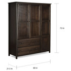 Armoire Wardrobe Wood Cabinet Closet Storage Solid Bedroom Doors Espresso Modern