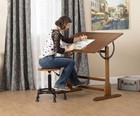 Vintage Drafting Table Antique Design Solid Wood Angle Adjustable Rustic Oak