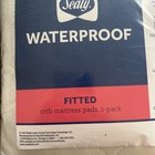 2 Sealy Crib Mattress Pad Waterproof Fitted White 52x28 Soft Knit 2 Pk