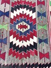 Zapotec Handwoven Wool Rug Tapestry Diamonds Hourglass Geometric 35  X 60  Vtg