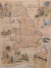 Vintage 1979 National Geographic Map  Medieval England   British Isles  oct 79 