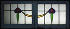 Pair Of Abstract Old English Leaded Stained Glass Window 22 5  X 18 5 
