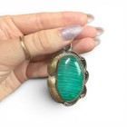 Large Southwest Style Malachite Sterling Silver Pendant