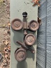 Antique  Iron Sliding Barn Door Rollers 1900 s Dolly Trolley Roller 2 Total