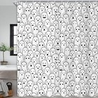 Halloween Shower Curtain  Black And White Funny Ghosts Icons Spooky Cute