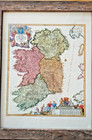 Framed Antique-style 1712 Map Of Ireland Homann Reproduction 15 5 X 13 5