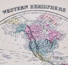 1876 Western Hemisphere World Map North South America United States Canada Peru