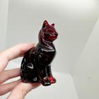 Vtg Franklin Mint Curio Cabinet Sit Cat Ruby Red Glass Floral Figurine Rare Htf
