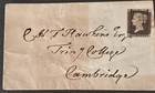 Great Britain Penny Black 1840 1d Sg 2 Pl 3 Tied By Brown Mx Cl Trinity College 