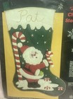 Malina Jeweled Christmas Stocking Felt Applique Kit - 18  Santa Candy Cane Snow