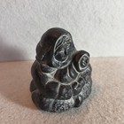 Vintage Inuit Soapstone Carving Of A Eskimo Woman Holding A Child Figure
