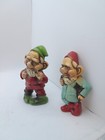 2 Elf Elves Gnome Dwarf Figurines 4  Japan  1960s Composite Chalkware