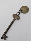 Antique Brass Victorian Hotel Room Ship Room Skeleton Key 3 5  W fob Tag No  36