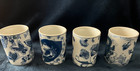 4 Asian Blue And White Mugs Coffee Tea 10 Ounces China