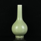 A Pair Chinese Bean Green Glaze Porcelain Handmade Exquisite Gallbladder Vases