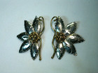    vintage Crafted  Large Silver Tone  Gold Tone Leaves Design Pierced Earrings