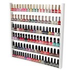 White Wood Nail Polish Organizer Rack - 6 Tier Wall Mount Display For 100 Bottle