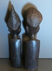 Hand Carved African Tribal Folk Art Ebony Wood Man And Woman Sculptures Torsos