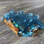 3d Ocean Blue Resin With Fish Jellyfish Art Lamp - No Lamp Base
