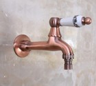 Antique Red Copper Ceramic Handle Garden Washing Machine Water Tap Faucet Kav307