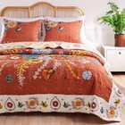 New Anthropologie Queen   King Reversible Boho Quilt Bedspread Bedding Sham Set