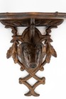 Antique Black Forest Wood Carved Wall Console Dog Head