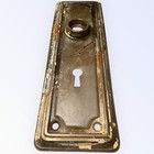 Antique Brass Door Knob Back Plate Art Deco Ornate Escutcheon 7 X 2 3 8   