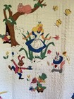 Vtg Child   s Alice In Wonderland Throw Blanket Scalloped Coverlet Quilted 60   x66   