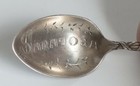 Antique Saratoga Ny Etched Sterling Silver Souvenir Spoon W  Flowers And Vines