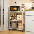 Rolling Kitchen Microwave Cart  With A 3-layer Microwave Table Rack For Storage
