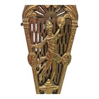 Vintage Brass Art Deco Lady Fireplace Screen Peacock Hearth Fan Patina 48  Wide