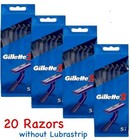 20 Authentic Gillette 2 Disp  Fixed Razors Twin Blade No Lubrastrip 4 Packs Of 5