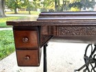 Wheeler   Wilson Treadle 5 Drawer Cabinet W  Design And Cast Iron Base  pedal