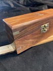 Wooden Box Brass Anchor   Fitted Corners Natural Rosewood Nautical Theme Nice 