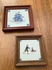 Two Framed Vintage Delft Handpainted Tiles Makkun And Porcelyne Fles