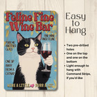 Tuxedo Cat Wine Sign Feline Fine Funny Kitty Metal Tin Home Bar Wall Art Decor