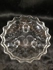 Vintage Clear Glass Cubist Three Footed Bowl 6-1 2   