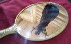 Vintage Cameo Ornate Gold Tone Victorian Style Vanity Hand Mirror And Brush Set