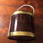 Vintage Kraftware Tortoise Shell Look Ice Bucket Gold Handle Made In Usa 